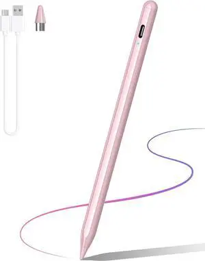 Stylus Pen, Active Stylus Pen Compatible for iOS and Android Touchscreens/Phones, Rechargeable Stylus Pen with Dual Touch Screen, Stylus Pencil for Apple iPad/iPhone/Android/Samsung Tablet Pink