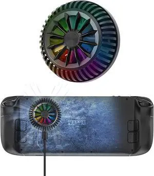 Steam Deck Fan, Semiconductor Cooler for Steam Deck with 7-Blade Fan and RGB Colourful Light, 3 Seconds Fast Cooling Magnetic Fan Cooler for Steam Deck, Switch, Tablet, Cellphones