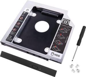 SATA 2nd SSD HDD Hard Drive Caddy Adapter Tray Enclosures, Universal 12.7mm 2.5'' SATA-III Laptop Hard Disk Holder for CD/DVD-ROM Optical SuperDrive Tray Drive Slot Aluminum Case