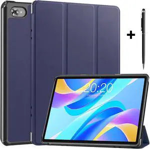 Case for Teclast M40 Plus 10.1 inch / P30S 10.1 inch / P40HD 10.1 inch, Tri fold Slim Lightweight Hard Shell Smart Protective Cover with Multi-Angle Stand, Universal Stylus Pen Blue