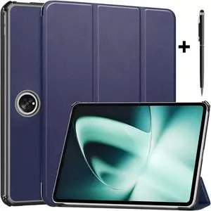 Case for Oppo OnePlus Pad / Oppo Pad 2 11.61 inch 2023, Tri fold Slim Lightweight Hard Shell Smart Protective Cover with Multi-Angle Stand, Universal Stylus Pen Blue