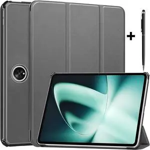Case for Oppo OnePlus Pad / Oppo Pad 2 11.61 inch 2023, Tri fold Slim Lightweight Hard Shell Smart Protective Cover with Multi-Angle Stand, Universal Stylus Pen Grey