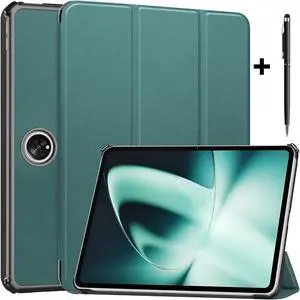 Case for Oppo OnePlus Pad / Oppo Pad 2 11.61 inch 2023, Tri fold Slim Lightweight Hard Shell Smart Protective Cover with Multi-Angle Stand, Universal Stylus Pen Dark Green