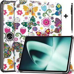 Case for Oppo OnePlus Pad / Oppo Pad 2 11.61 inch 2023, Tri fold Slim Lightweight Hard Shell Smart Protective Cover with Multi-Angle Stand, Universal Stylus Pen Butterfly