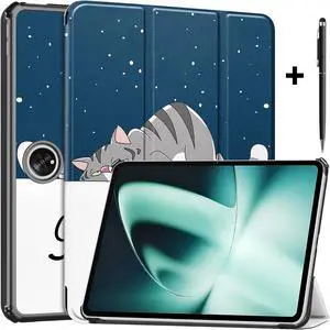 Case for Oppo OnePlus Pad / Oppo Pad 2 11.61 inch 2023, Tri fold Slim Lightweight Hard Shell Smart Protective Cover with Multi-Angle Stand, Universal Stylus Pen Lazy Cat