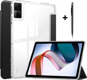 Protective Case for Xiaomi Redmi Pad 10.61 inch 2022 with S Pen Holder, Transparent Hard Shell Back Trifold Smart Stand Cover with universal stylus Pen Dark Green