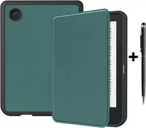 Case for 6 inch Kobo Clara 2E / Tolino Shine 4, 2022 Released, Ultra Slim Lightweight Folio Premium PU Leather Protective Cover with Auto Sleep/Wake Function, 2 in 1 Stylus Pen Dark Green