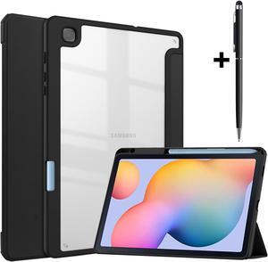 Slim Case for Samsung Galaxy Tab S6 Lite 10.4 Inch 2022 2020 Model SM-P610/P613/P615/P619 with S Pen Holder, Stylus Pen, Shockproof Cover with Clear Transparent Back Shell