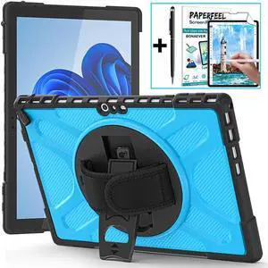 Case For Surface Pro 7 Plus / Surface Pro 7 / Surface Pro 6 / Surface Pro 5 / Surface Pro 4 12.3 inch, Heavy Duty Shockproof Cover with Kickstand and Hand Strap, Pen Holder, 2 in 1 Stylus Pen Blue