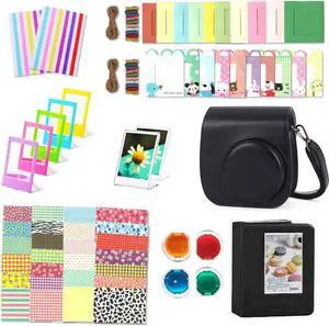 Instant Camera Accessories Compatible with Instax Mini 11 Instant Film Camera Include Case/Album/Wall Hang Frames/Film Frames/Border Stickers/Corner Stickers Black