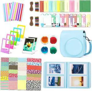 Instant Camera Accessories Compatible with Instax Mini 11 Instant Film Camera Include Case/Album/Wall Hang Frames/Film Frames/Border Stickers/Corner Stickers Blue