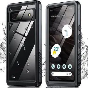 for Google Pixel 7A Case, Pixel 7A 5G Case IP68 Waterproof with Built-in Screen Protector, Full Body Sealed Heavy Duty Shockproof Dustproof Snowproof Clear Case for Pixel 7A 6.1" - Black