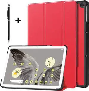 Google Pixel Tablet Case 11 Inch 2023, Slim Stand Protective Case Smart Folio Cover with 2 in 1 Stylus Pen Red