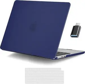 For MacBook Air 15 inch Case 2023 Release A2941 M2 Chip with Liquid Retina Display Touch ID,Ultra Thin Laptop Plastic Hard Shell Case with Keyboard Skin & Type C Adapter 1 Pack Navy Blue