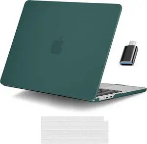 For MacBook Air 15 inch Case 2023 Release A2941 M2 Chip with Liquid Retina Display Touch ID,Ultra Thin Laptop Plastic Hard Shell Case with Keyboard Skin & Type C Adapter 1 Pack Dark Green