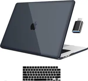 For MacBook Air 15 inch Case 2023 Release A2941 M2 Chip with Liquid Retina Display Touch ID,Ultra Thin Laptop Plastic Hard Shell Case with Keyboard Skin & Type C Adapter 1 Pack Crystal Black