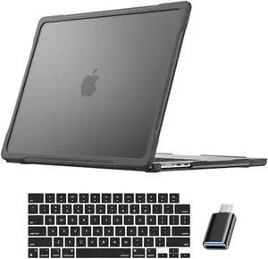 Compatible with MacBook Air 15 inch Case 2023 Release A2941 M2 Chip with Liquid Retina Display Touch ID, Heavy Duty Rugged Hard Shell Shockproof Cover with Keyboard Skin, Type C Adapter