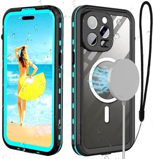 for iPhone 14 Pro Max Case Waterproof, Compatible with Magsafe Magnetic Protective iPhone 14 Pro Max Phone Case, Water Proof Mag Safe Magnet Shockproof Full Body Clear with Screen Protector Blue