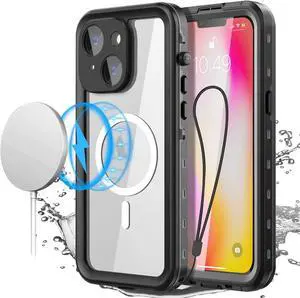 for iPhone 14 Plus Case Waterproof with Screen Protector, Compatible with Magsafe Magnetic Protective Phone Case, Water Proof Mag Safe Magnet Shockproof Cover Clear Back Cover