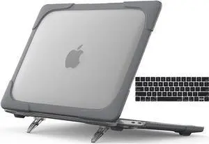 For MacBook Pro 13 Case 2019 2018 2017 2016 Release A2159 A1989 A1706 A1708, Heavy Duty Plastic Hard Shell Shockproof Cover with Fold Kickstand & Keyboard Cover