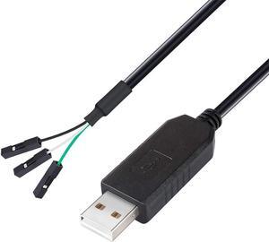 DTech FTDI USB to TTL Serial 3.3V Adapter Cable TX RX Signal 3 Pin 0.1 inch Pitch Female Socket FT232RL Chip Windows 11 10 8 7 Linux MAC OS (3ft, Black) 3 ft.