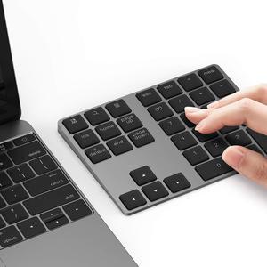 Bluetooth Number Pad, Aluminum Rechargeable Wireless Numeric Keypad Slim 34-Keys External Numpad Keyboard Data Entry Compatible for Macbook, MacBook Air/Pro, iMac Windows Laptop Surface Pro etc