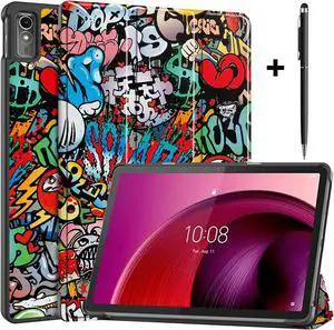 Case for Lenovo Tab M10 5G 10.6 Inch 2023 TB-360ZU TB-360XU, Tri fold Slim Lightweight Hard Shell Smart Protective Cover with Multi-Angle Stand, Universal Stylus Pen Colorful Tree