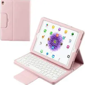 Wireless Bluetooth Keyboard Case for iPad 9.7 inch 2017 2018 6th 5th Gen, Air 2/Air, iPad Pro 9.7 Slim Shell Protective Stand Cover with Detachable Keyboard Pink