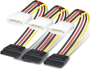 SATA to Molex, 3 Pack 4 Pin Molex to SATA Power Cable - 8 Inches