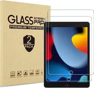 [2 Pack] Tempered Screen Protector Compatible with iPad 10.2 Inch 9th Generation/8th Generation/7th Generation 2021/2020/2019, Face ID & Apple Pencil & Case Compatible