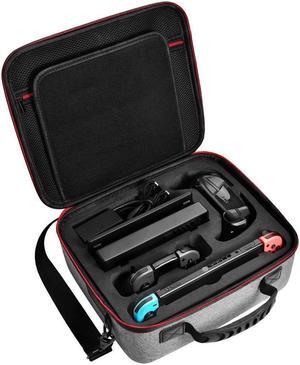 Carrying Storage Case for Nintendo Switch and Switch OLED Model, Portable Full Protection Travel Carrying Case with 21 Game Cards Storage for Switch Console Pro Controller Accessories Gray