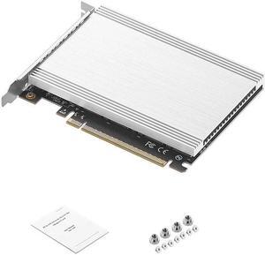 Quad M.2 PCIe 4.0 / PCIe 3.0 X16 Expansion Card with Heatsink, Support 4 x PCIe NVME M.2 SSD, RAID-on-CPU (VROC) in Intel Platform and PCIe 4.0 RAID in AMD Platform, M/B PCIe Bifurcation is Required