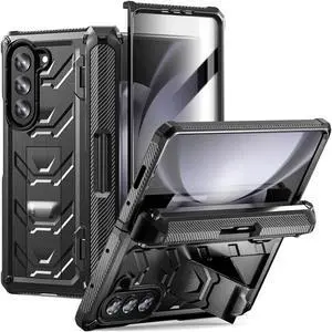 For Samsung Galaxy Z Fold 5 Case with S Pen Holder Built-in Kickstand & Screen Protector, 360° Full-Body & Hinge Protection Rugged Heavy Duty Phone Cover for Galaxy Z Fold 5 2023