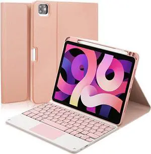 Touchpad Keyboard Case for iPad 10th Generation 10.9 inch 2022 A2696 A2757 A2777 Smart Stand Cover with Detachable Wireless Magnetic Keyboard, Pencil Holder Pink