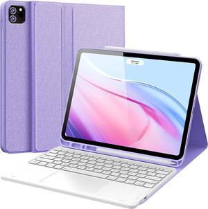 Touchpad Keyboard Case for iPad 12.9 inch 2022 2021 2020 2018 6th 5th 4th 3rd Generation Smart Stand Cover with Detachable Wireless Magnetic Keyboard, Pencil Holder Purple