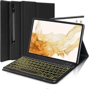 Keyboard Case for Samsung Galaxy Tab S9 Ultra 14.6 Inch 2023 SM-X910 SM-X916B SM-X918U Smart Folio Cover with 7 Color Backlit, Smat Stand Cover with Magnetic Detachable Wireless Keyboard