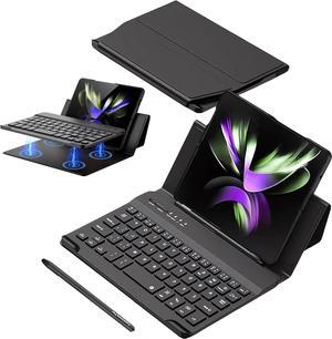Wireless Bluetooth Keyboard Flip Leather Travel Carrying Case Cover with Stand for Samsung Galaxy Z Fold 5 / Fold 4 / Fold 2 / Galaxy Z Fold 3 / Google Pixel Fold