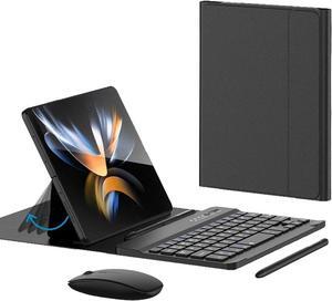 Wireless Keyboard Case with Mouse Combo for Samsung Galaxy Z Fold 5, Fold 4, Fold 3, Fold 2, Google Pixel Fold, Portable Magnetic Bluetooth Keyboard with Leather Case and Capacitive Pen