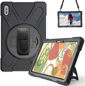 Huawei MatePad 10.4 inch 2020 2022 Case with Pencil Holder, Rotatable Kickstand, Hand Strap and Shoulder Belt Shockproof Protective Cover
