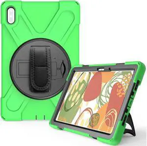 Huawei MatePad 10.4 inch 2020 2022 Case with Pencil Holder, Rotatable Kickstand, Hand Strap and Shoulder Belt Shockproof Protective Cover Green