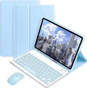 Keyboard Case with Wireless Mouse Combo for Samsung Galaxy Tab A7 10.4 inch 2020 SM-T500 SM-T505 SM-T507, Smart Folio Cover with Magnetic Detachable Wireless Keyboard and Mice Blue