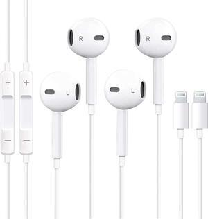 2 Packs In-Ear Headphones for iPhone 15/14/13/12/11/SE/X/XR/XS/8/7 Wired Earbuds with Microphone Volume Control Earpieces HiFi Stereo Headsets