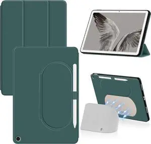 for Google Pixel Tablet 2023 Case 11 inch Ultra Slim PU Leather TPU Back Shell Foldable Kickstand, Drop-Shockproof Case Cover Google Pixel Tablet Compatible with Charging Speaker Dark Green