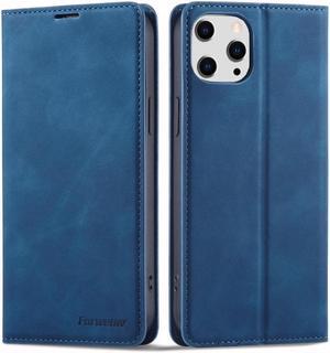 Case for iPhone 15 Pro 6.1 inch Premium PU Leather Cover with Card Holder Kickstand Shockproof Flip Wallet Cover Blue