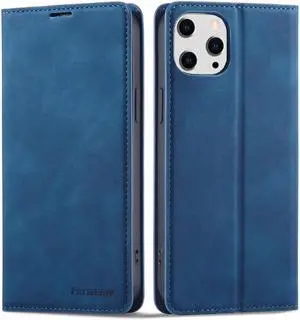 Case for iPhone 15 Pro Max 6.7 inch Premium PU Leather Cover with Card Holder Kickstand Shockproof Flip Wallet Cover Blue