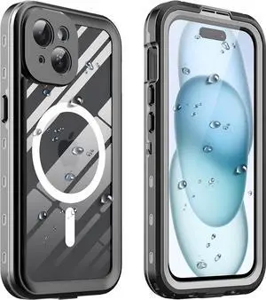 for iPhone 15 6.1 inch Waterproof Case Magnetic, [Compatible with MagSafe][with Screen Protector][IP68 Underwater][15FT Military Dropproof][Dustproof] Phone Cover for iPhone 15 6.1"