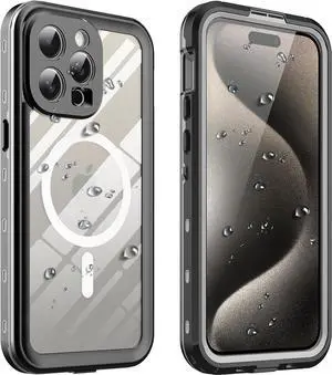 for iPhone 15 Pro Max 6.7 inch Waterproof Case Magnetic, [Compatible with MagSafe][with Screen Protector][IP68 Underwater][Dustproof] Phone Cover for iPhone 15 Pro Max 6.7"