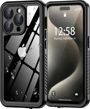 for iPhone 15 Pro Case Waterproof, Shockproof [IP68 Waterproof] [Built-in Screen & Lens Protector] [Dustproof][Real 360°] Full Body Heavy Duty Rugged Protective Case For iPhone 15 Pro 6.1 inch Black