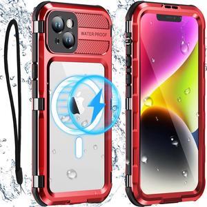 Waterproof Case for iPhone 15 6.1 inch, Built-in [Screen Protector] [IP68 Water Proof] [14FT Military Grade Shockproof], Metal Full Body Aluminum Protective Drop Protection Cover for iPhone 15 6.1"