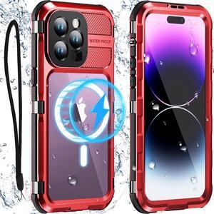 Waterproof Case for iPhone 15 Pro 6.1 inch, Built-in [Screen Protector] [IP68 Water Proof] [14FT Military Grade Shockproof], Metal Full Body Aluminum Protective Drop Protection Cover for iPhone 15 Pro